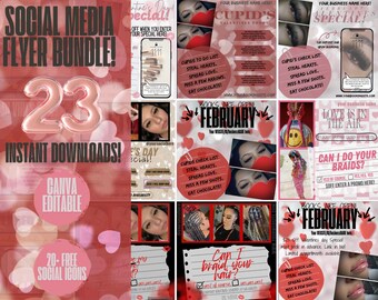 Folleto de belleza para San Valentín, reservas de febrero, plantilla de Canva