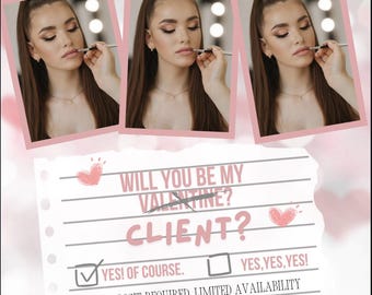 Folleto de reserva de San Valentín: Plantilla de Canva para cabello, pestañas y uñas (descarga digital)