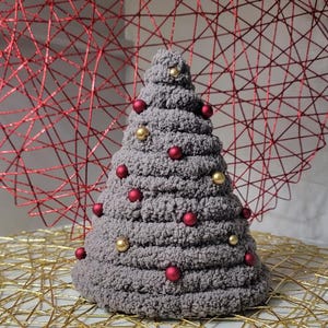 Gray Christmas Tree, Shelf Accent, Tabletop Decor, Mantel decor, Christmas Tree, Yarn Tree, Christmas Decor, Small Tree, Handmade, Unique