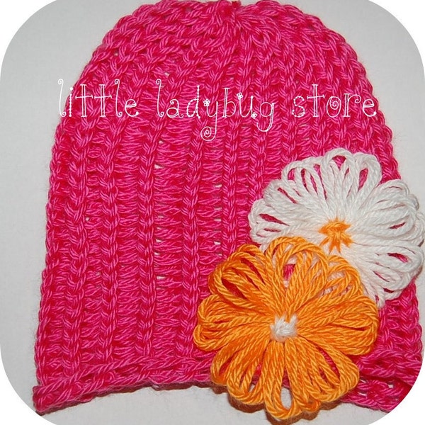 BEANIE WITH DAISIES 0-12M