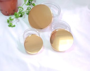 Shiny Gold Metal Shell Lid, Plastic Cap, Neck Size 89/400 (Large) with Continuous Thread and Foam Liner.