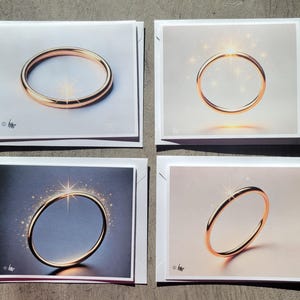 Cartões de felicitações de noivado, casamento e aniversário - Anéis de ouro