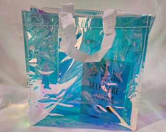 Tote Bag, Gift bag. PVC, Transparent, Iridescent, Holographic, great quality Stadium Approved, Lightweight & Waterproof, medium size.