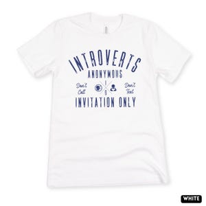 Introverts Anonymous Shirt, Retro Style Anti Social Club Tee, Funny Sarcastic Humor Demotivation, Sarcasm Quote, Gift for Introvert White