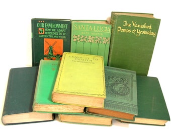 Shades Of Green Instant Library Vintage Book Collection Home Decor Assortment