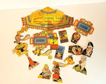 1930s Kellogg's Mother Goose Circus Paper Toy, Incomplete