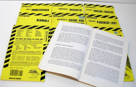 Vintage Cliffs Notes Book Collection Nine Books - 