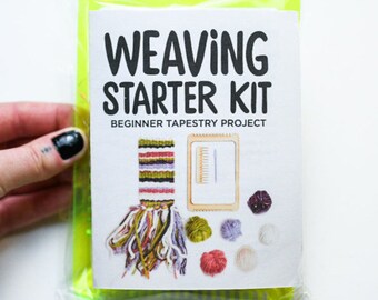 weaving starter kit for beginners with supplies -yarn, loom, comb, needle and instructions - ready to ship