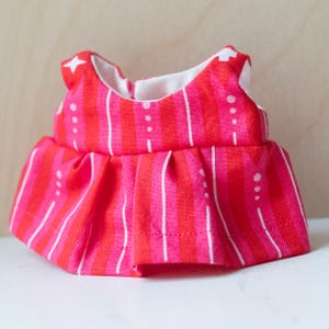 Hot Pink Striped Dress for Labubu Plush Pendant Doll Handmade (DRESS ONLY) Ready to Ship