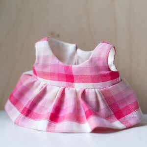 Pink Gradient Gingham Dress for Labubu Plush Pendant Doll Handmade (DRESS ONLY) Made to Order