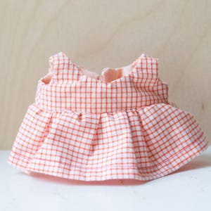 Orange Plaid Peachy Dress for Labubu Plush Pendant Doll Handmade (DRESS ONLY) Ready to Ship