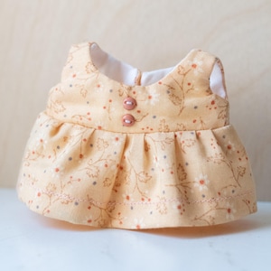 Cream Floral Dress with Button for Labubu Plush Pendant Doll Handmade (DRESS ONLY) Ready to Ship