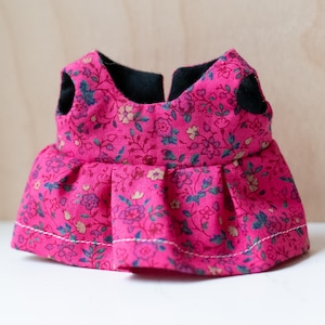 Hot Pink Floral Dress for Labubu Plush Pendant Doll Handmade (DRESS ONLY) Made to Order
