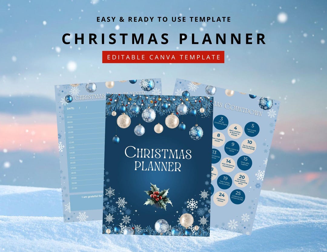 Printable Christmas Planner • Holiday Organizer, Gift List (digital ...