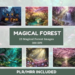 25 immagini della Foresta Magica / Download digitale a 300 DPI / Uso commerciale PLR MRR / Stampa digitale / Carta digitale Boschi magici