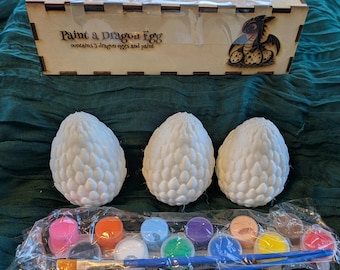 DIY Dragon Egg Painting Kit | Fantasy Craft Set with Wooden Box