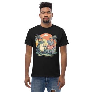 Klassisches Unisex-T-Shirt - Alligator Hippo Chillin' on Urlaub