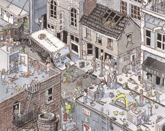 Zom-Be-Gone - Pen & Watercolor Print - Digital