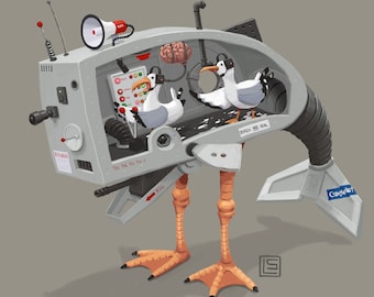 Seagulls in their Murder Whale Robot - Digital download