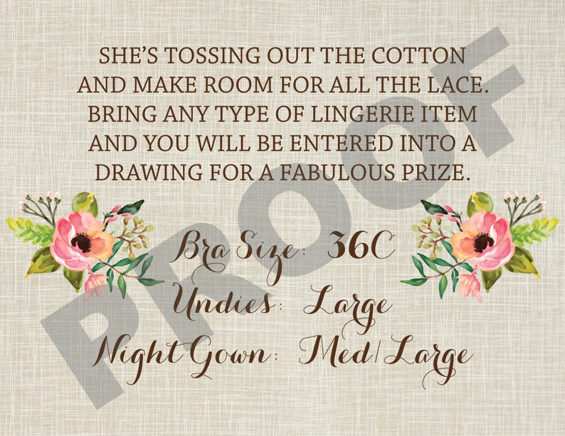 Floral Country Linen Bridal Shower Insert Shabby Chic Etsy