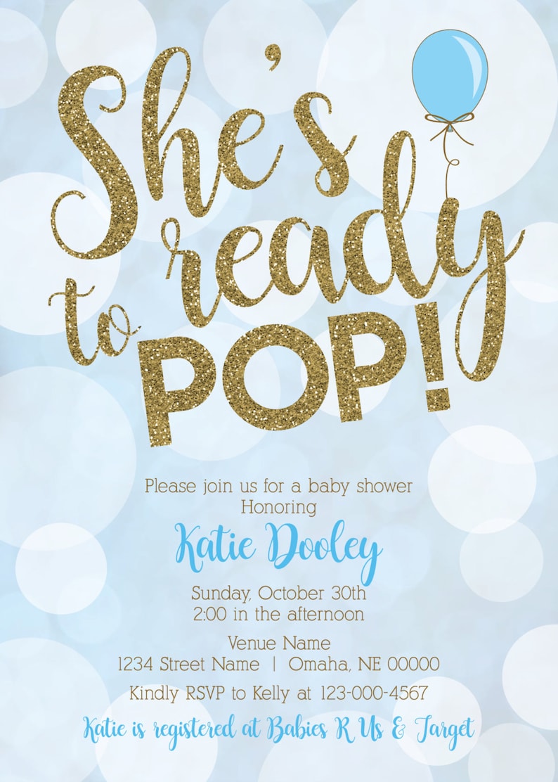 She's Ready to Pop Baby Shower Invitation Baby Boy Etsy