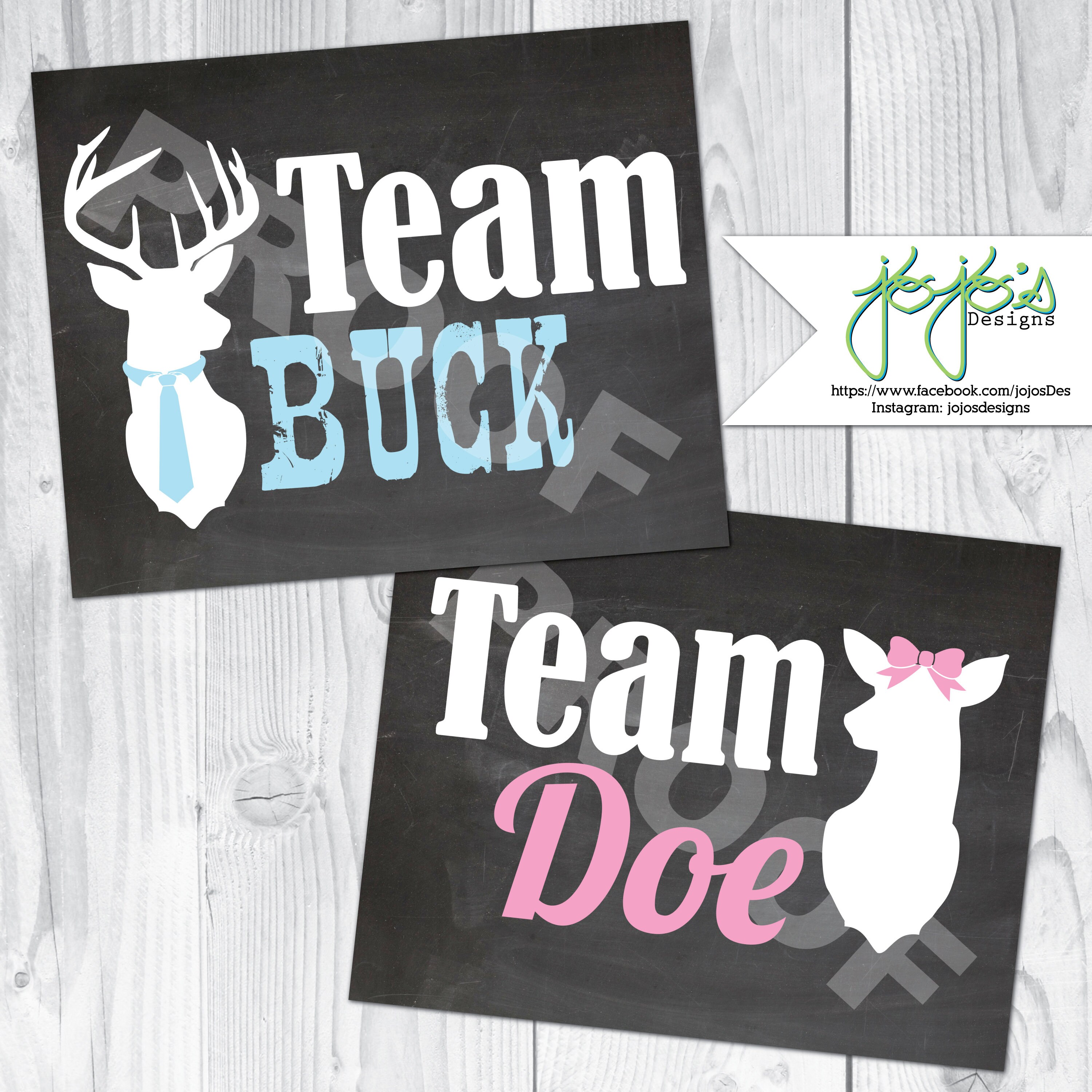 Country Deer Gender Reveal Team Buck or Team Doe Party Signs Etsy
