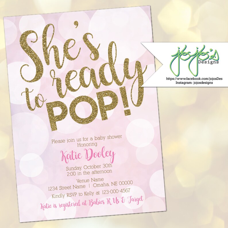 She S Ready To Pop Baby Shower Invitation Baby Girl Etsy
