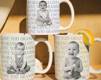 Personalized Baby Face Text Mug, Custom Family Photo Mug, Grandma Gift, Grandpa Gift, Mom Dad Coffee Mug, Grandparent Gift, Gigi Nana Mug