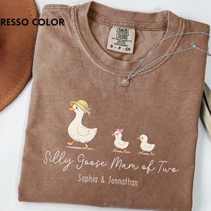 Custom Personalized Silly Goose Mom Shirt Comfort Colors® Mama Goose Tee,Mother of two t-shirt, Pregnancy Announcement Gift For Mom To Be,