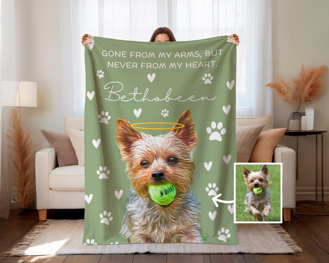 Personalized Dog Memorial Photo Blanket Gift, Dog Loss Pet Memory Gifts ...