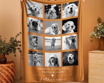 Personalized Pet Photo Blanket: Custom Dog Cat Memorial Gift