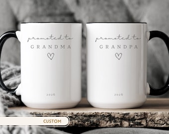 Promoted to Grandma/Grandpa Mug: 2025 Pregnancy Announcement Gift