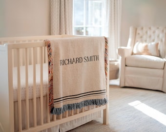 Personalized Baby Blanket: Modern Boho Woven Cotton Throw
