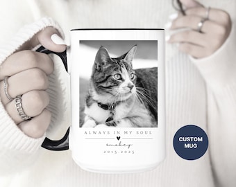 Personalized Cat Memorial Mug: Custom Pet Portrait, Cat Sympathy Gift