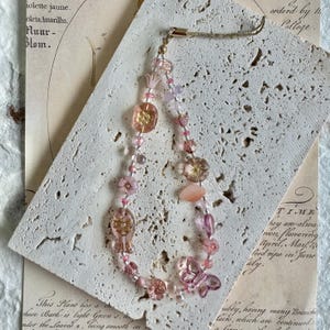 Pink Schmetterling Perlen Handy Anhänger: Tschechisches Glas Blumen Armband
