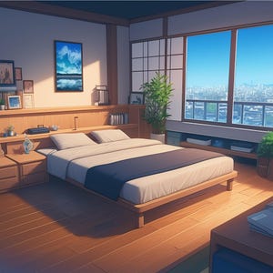 custom vtuber background, twitch overlay, cozy animated background, vtuber overlay anime background, vtuber background asset