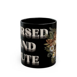 Cursed and Cute Black Mug, Unique Gift for Gothic Aesthetic Lovers, Perfect for Coffee, Tea, Skull Lovers, Skull Art Home Decor