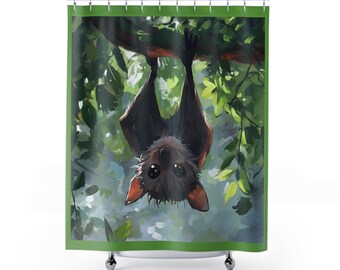 Whimsical Bat Shower Curtain - Nature-Inspired Decor, Bathroom Accessories, Cute Animal Theme, Gift for Nature Lovers, Eco-Friendly Design