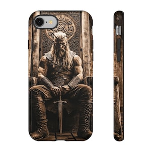 Viking Phone Case, Tough Cases for Men, Historical Viking Art, Warrior Decor, Gift for Him, Norse Mythology Accessories, Masculine Gift,