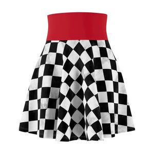 Checkered Pattern Womens Skater Skirt, Stylish Casual Skirt, Trendy Vintage Skirt, Retro Festival Wear, Diner Skirt