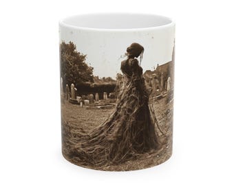 Taza de cerámica de inspiración vintage, decoración gótica para el hogar, regalo de taza de café, estética embrujada, Halloween, ambiente de cuento de hadas oscuro, utensilios de cocina únicos.