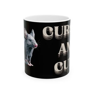 Curious Pixel Mouse Ceramic Mug, Cursed and Cute Unique Gift for Animal Lovers, Quirky Kitchen Decor, Fun Coffee Mug, Novelty Cup for Home