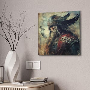 Viking Warrior Canvas Wall Art, Norse Mythology Decor, Fantasy Artwork, Home Office Decoration, Gift for Vikings Fans, Mancave Art on Canvas