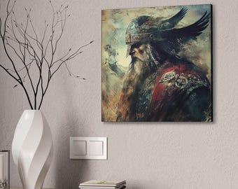 Viking Warrior Canvas Wall Art, Norse Mythology Decor, Fantasy Artwork, Home Office Decoration, Gift for Vikings Fans, Mancave Art on Canvas