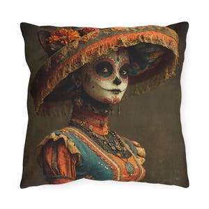 Day of the Dead Outdoor Pillows, Decorative Colorful Throw Pillows, Vintage Gothic Style Pillows, Outdoor Decor, Boho Chic Pillows