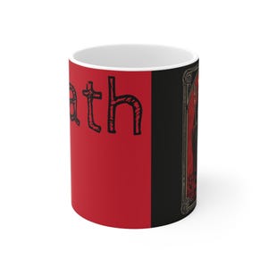 Gothic Skull Mug, Dark Aesthetic Coffee Cup, Halloween Gift, Spooky Decor, Unique Gothic Art Drinkware, Death Tarot