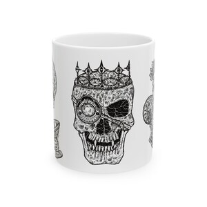 Adult Coloring Cup, Gothic Skull Ceramic Mug - Unique Gift for Halloween, Coffee Lovers & Occult Enthusiasts, 11oz/15oz
