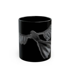 Elegant Raven Black Mug with Ethereal Wing Design, Ideal for Edgar Allen Poe Lovers, Unique Gift, Gothic Home Decor, Dark Artful Drinkware