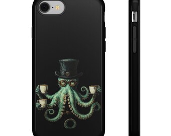 Custodia per telefono a forma di polpo eccentrico, cover unica per smartphone, stile steampunk, regalo per gli amanti del mare, accessorio divertente, delizia per gli amanti del goth