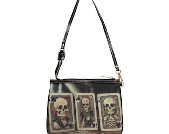 Bolso de hombro gótico con diseño de calavera, bolso único para chicas góticas, accesorios espeluznantes, bolso de esqueleto para uso diario, regalo para amigas brujas.